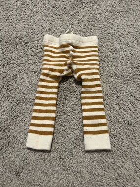 Kate Quinn Striped Knit Baby Leggings in Cream and Mustard